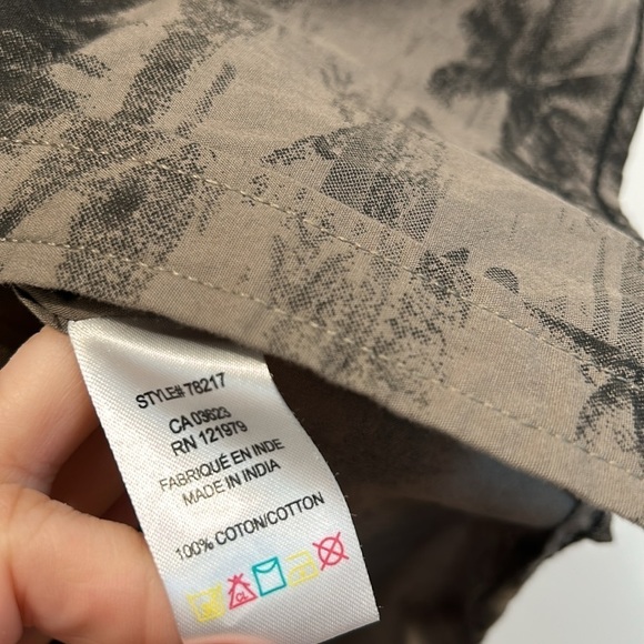 New private member short sleeve button-down shirt island palm tree print large - Picture 4 of 5